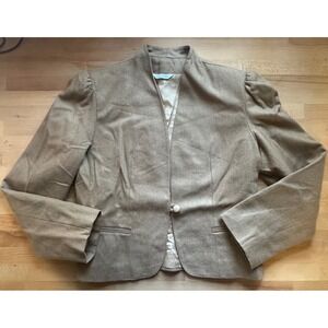 Vintage Gilmore‎ Tan Puff Shoulder One Button Blazer Womens Please Read***